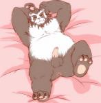 anthro anus balls belly black_body black_fur butt erection fur genitals humanoid_genitalia humanoid_hands humanoid_penis lying male moobs one_eye_closed overweight overweight_anthro overweight_male penis solo white_body white_fur wink warlocknyan blizzard_entertainment warcraft bear mammal pandaren 2015