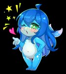 anthro blowing_kiss blue_body blue_hair blue_nipples blue_skin blush body_blush female front_view genitals green_eyes grey_underbelly hair hand_on_hip heart_symbol loli nipples nude one_eye_closed open_mouth pink_pussy pussy pussy_blush slightly_chubby slightly_chubby_female solo spots standing star star_eyes white_spots wink young young_anthro hentaib candy_white fish marine shark alpha_channel full-length_portrait portrait