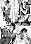 anthro black_and_white bottomwear bovid caprine chair clock clothed clothing cody_(falcon_mccooper) comic dialogue duo embrace embracing_another embracing_from_behind english_text equid equine falcon_mccooper furniture goat hands_on_shoulders horse hug kissing_cheek male male/male mammal monochrome necktie on_chair pants sitting sitting_on_chair speech_bubble standing text url watch william_(falcon_mccooper) wristwatch