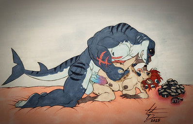 5_fingers 5_toes abdominal_bulge anthro anthro_on_anthro anthro_penetrated anthro_penetrating anthro_penetrating_anthro balls big_balls big_breasts big_penis black_nose blue_body blue_skin breasts brown_body brown_fur brown_hair duo fangs feet female female_penetrated fingers fur genitals good_clean_married_sex hair huge_balls huge_penetration huge_penis humanoid_feet humanoid_hands husband_and_wife husband_penetrating_wife interspecies kneeling larger_male lube lube_on_penis lying male male/female male_penetrating male_penetrating_female markings married_couple muscular muscular_anthro muscular_male nipples nude nude_anthro nude_female nude_male on_side penetration penile penile_penetration penis penis_in_vagina plantigrade scar sex size_difference smaller_female smaller_penetrated smile spots spotted_body spotted_fur spread_legs spreading tail teeth toes tongue tongue_out vaginal vaginal_penetration vein veiny_penis vulva bikerboyart christopher_(zummeng) nora_(zummeng) aquatic fish hyena mammal shark spotted_hyena 2025 hi_res signature