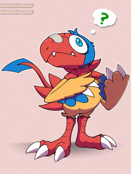 avian_feet beak claws fangs feathers feet finger_claws fur looking_at_viewer male simple_background solo standing tail teeth toe_claws wings vogold nintendo pokemon archen avian bird fossil_pokemon generation_5_pokemon pokemon_(species) 3:4 digital_media_(artwork) hi_res signature
