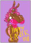 anthro big_breasts bimbofication border breast_implants breasts chest_tuft cleavage clothed clothing female huge_breasts intelligence_loss lips lipstick makeup solo text thick_lips thick_thighs transformation tuft white_border scarfyace lagomorph leporid mammal rabbit absurd_res hi_res