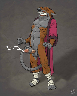 5_toes abs anthro athletic autotailjob balls bandage black_nose bodily_fluids brown_body brown_fur clenched_teeth clothed clothing cum cumshot ejaculation erection eyes_closed fangs feet foot_wraps fur genital_fluids genitals glans grey_background grey_balls grey_body grey_fur humanoid_genitalia humanoid_penis male master masturbation muscular muscular_anthro nipples nude open_clothing open_robe orgasm pecs penile penile_masturbation penis pink_glans pose robe simple_background solo standing tail tail_around_penis tail_fetish tail_masturbation tail_play tan_penis teeth toes vein veiny_penis wraps k-9 teenage_mutant_ninja_turtles master_splinter brown_rat mammal murid murine rat rodent 2014 4:5 absurd_res hi_res