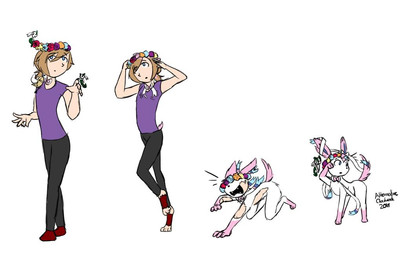ambiguous_gender blue_body blue_fur bow_(feature) clothed clothing duo female feral flower flower_crown fur fur_growth group growth human_to_feral open_mouth pink_body pink_fur plant shrinking simple_background size_transformation solo species_transformation tail tail_growth tendrils transformation transformation_sequence trio white_background white_body white_fur alternativeclockwork nintendo pokemon arthropod canid comfey eeveelution elemental_creature fairy floette flora_fauna generation_6_pokemon generation_7_pokemon human insect mammal pokemon_(species) sylveon 2018 dated signature