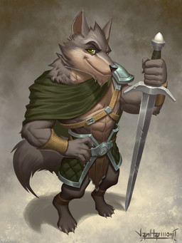 abs ankleband anthro armor belt cape clothing fur gambeson green_cape green_clothing green_eyes grey_body grey_fur holding_melee_weapon holding_object holding_sword holding_weapon looking_at_viewer male melee_weapon pauldron solo standing sword tail text weapon wristband vanharmontt far_beyond_the_world_(series) ranok_(far_beyond_the_world) canid canine canis mammal wolf 2021 3:4 absurd_res artist_name hi_res
