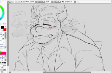 2_horns anthro art_program_in_frame blush blush_lines clothed clothed_anthro clothed_male clothing curved_horn dialogue eyebrows eyes_closed fangs grey_background grey_dress_shirt grey_eyebrows grey_hair grey_horn grey_shell grey_spikes hair horn male male_anthro medium_hair number pecs percentage plus_symbol shell simple_background smoke smoke_from_mouth solo spiked_shell spikes spikes_(anatomy) teeth text thick_eyebrows tired feeniroir mario_bros nintendo bowser koopa scalie 2023 bust_portrait digital_drawing_(artwork) digital_media_(artwork) english_description english_text portrait unfinished