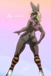 anthro blonde_hair blue_eyes clothing delta.dynamics easter easter_bunny female hair helena_(delta.dynamics) hi_res holidays lagomorph leporid mammal panties rabbit solo underwear