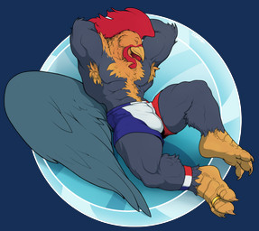 abs anthro armpit_hair beak biceps body_hair bottomwear chest_hair claws clothed clothing digit_ring feathers feet french happy_trail jewelry male muscular muscular_anthro muscular_male paws pecs plantigrade ring shorts simple_background soles solo tail toe_claws toe_ring toes topless tuft corrsk gallic_rooster avian bird chicken galliform phasianid alpha_channel digital_media_(artwork) hi_res
