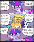 2012 apology applejack_(mlp) bandage bed blonde_hair blood blue_body blue_fur bodily_fluids clothed clothing comic cutie_mark dialogue digital_media_(artwork) earth_pony english_text equid equine female feral freckles friendship_is_magic fur furniture group hair hasbro heart_symbol horn horse mammal metal_(artist) multicolored_hair my_little_pony mythological_creature mythological_equine mythology name_drop name_in_dialogue open_mouth orange_body orange_fur pony purple_eyes purple_hair rainbow_dash_(mlp) rainbow_hair rarity_(mlp) speech_bubble stuttering talking_to_another tears text twilight_sparkle_(mlp) two_tone_hair unicorn white_body white_fur