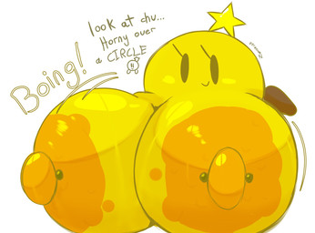 areola big_areola big_breasts big_nipples breasts ellipsis exclamation_point female huge_areola huge_breasts huge_nipples hyper hyper_breasts looking_at_viewer nipple_piercing nipples not_furry onomatopoeia orange_areola orange_nipples piercing smile solo sound_effects text yellow_body zeraniumz mario_and_luigi_(series) mario_bros nintendo starlow star_sprite waddling_head 2025 digital_media_(artwork) english_text hi_res