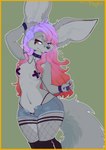 anthro bedroom_eyes boots bottomwear breasts chain clothed clothing collar colored_nails female fishnet_clothing fishnet_legwear footwear hair hotpants legwear multicolored_hair nails narrowed_eyes nipple_slip panties pasties seductive shoes shorts simple_background smile solo tail underwear trissyfen tris_(trissyfen) canid canine fennec_fox fox mammal true_fox hi_res