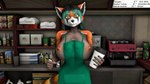 anthro apron big_breasts black_hair bottle box breasts cafeteria clothing coffee_cup coffee_machine coffee_shop container cup female food fur furniture glass green_hair grey_body grey_fur grey_tail hair looking_at_viewer makeup multicolored_body multicolored_fur multicolored_hair multicolored_tail nipples orange_body orange_fur orange_tail pencil_(object) shelf smile solo tail text tin_can white_body white_fur writing_utensil yellow_eyes yellow_tail luciamaribela starbucks vega_(artica) ailurid mammal red_panda 16:9 2021 3d_(artwork) digital_media_(artwork) signature widescreen