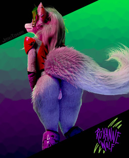 abstract_background annoyed anthro anus arm_warmers armwear bent_over biped black_nose blush body_blush border bored bottomless bottomless_anthro bottomless_female butt butt_focus cheek_markings cheek_tuft clothed clothing ear_piercing ear_ring ear_stud eyebrows eyelashes facial_markings facial_tuft female female_anthro fluffy fluffy_tail frown frowning_at_viewer fur genitals green_hair grey_body grey_fur grey_hair hair head_markings inner_ear_fluff leaning leaning_forward leg_warmers legwear long_hair looking_at_viewer looking_back looking_back_at_viewer looking_down low-angle_view markings narrowed_eyes outside_border piercing pose presenting presenting_anus presenting_hindquarters presenting_vulva raised_tail rear_view ring_piercing shoulder_pads solo standing tail tail_tuft topwear tuft vest vulva vulva_blush whiskers wide_hipped_anthro wide_hipped_female wide_hips yellow_eyes jaskitohura furromantic_(modeler) five_nights_at_freddy's five_nights_at_freddy's:_security_breach scottgames steel_wool_studios roxanne_wolf canid canine canis mammal wolf 2025 3d_(artwork) absurd_res digital_media_(artwork) hi_res letterbox pinup portrait signature three-quarter_portrait