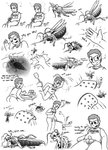 absurd_res anthro arthropod balls breasts casual_nudity clothed clothing cruelty duo english_text female fly_(animal) genitals half-dude hi_res human human_on_anthro injection insect insect_wings interspecies male male/female mammal micro misty_(half-dude) monochrome mosquito penis sequence text wings