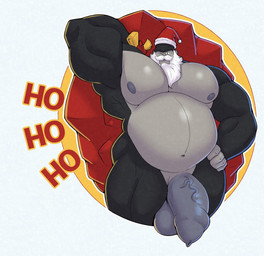anthro arm_behind aroused aroused_male balls barazoku beer_belly belly biceps big_balls big_belly big_muscles big_pecs black_body black_fur christmas_clothing christmas_headwear christmas_topwear clothing costume erection fake_beard flexing flexing_bicep flexing_both_biceps flexing_muscles flexing_pecs foreskin fur genitals grey_body grey_fur hand_behind_head hand_on_hip hat hat_only headgear headgear_only headwear headwear_only holidays looking_at_viewer male manly mature_anthro mature_male mostly_nude mostly_nude_anthro mostly_nude_male multicolored_body multicolored_fur musclegut muscular muscular_anthro muscular_arms muscular_male muscular_thighs one_eye_closed pecs penis pose presenting presenting_body presenting_pecs presenting_penis red_clothing red_hat red_headwear santa_beard santa_costume santa_hat showing_off_muscles solo standing text thick_arms thick_thighs topwear two_tone_body two_tone_fur unretracted_foreskin vein veiny_penis wink winking_at_viewer unrealrui christmas illumination_entertainment sing_(movie) big_daddy_(sing) ape gorilla haplorhine mammal primate english_text hi_res