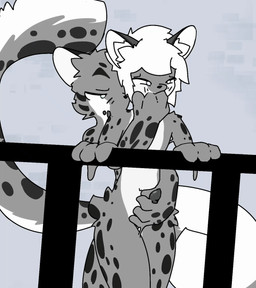 colin_changed duo feral fluid-body genitals latex male male/male masturbation penis anonymous_artist changed_(video_game) felid human leopard mammal pantherine animated hi_res