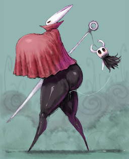 2_horns ambiguous_gender big_breasts black_eyes bodily_fluids breasts butt clothing cum cum_string duo female genital_fluids holding_melee_weapon holding_object holding_weapon horn huge_breasts melee_weapon nail_(weapon) red_clothing thread weapon weapon_on_back 2b-ge hollow_knight_(franchise) team_cherry hornet_(hollow_knight) the_knight_(hollow_knight) arthropod vessel_(species) 2025 hi_res half_sister_(lore) sibling_(lore) sister_(lore)