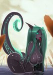 breasts butt day female green_eyes green_hair hair long_hair long_tail nude reeds solo tail tongue tongue_out water wet zolombo celtic_mythology european_mythology mythology animal_humanoid humanoid kelpie mythological_creature mythological_equine