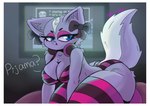 anthro big_breasts big_butt border breasts butt clothing eyebrows female female/female fur gaming lingerie playing_video_game purple_body purple_eyes purple_fur solo tail thick_eyebrows thick_thighs white_border cuteyaki15 aggretsuko sanrio shikabane_(aggretsuko) mammal mephitid skunk 2024 absurd_res hi_res