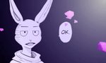 anthro clothed clothing deadpan dialogue female solo speech_bubble text maadpaw beastars okay_(meme) one-punch_man one_(manga) haru_(beastars) domestic_rabbit dwarf_rabbit lagomorph leporid mammal oryctolagus rabbit english_text