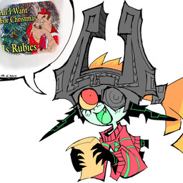 clothing female holidays list red_clothing red_sweater red_topwear snaggle_tooth solo sweater talking_to_viewer topwear genc christmas nintendo the_legend_of_zelda twilight_princess midna imp twili