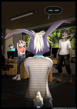 alternative_fashion anthro beverage black_hair bottomwear brown_body brown_fur clothed clothed_anthro clothed_female clothed_male clothing coffee container cup denim denim_bottomwear denim_clothing dialogue digitigrade duo emo emo_haircut female fully_clothed fully_clothed_anthro fully_clothed_female fully_clothed_male fur green_eyes hair hoodie humor jeans joke male male_anthro narrowed_eyes page_number pants pink_hair purple_body purple_fur seductive shirt size_difference splash_page t-shirt teal_eyes text topwear white_body white_fur white_hair willitfit striped_sins dray_(striped_sins) june_(striped_sins) oliver_(striped_sins) ryder_(striped_sins) canid canine canis lagomorph leporid mammal rabbit wolf 3d_(artwork) comic digital_media_(artwork) english_text hi_res url