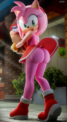 anthro butt clothed clothing female solo upskirt akkonsfw sega sonic_the_hedgehog_(series) amy_rose eulipotyphlan hedgehog mammal 3d_(artwork) absurd_res digital_media_(artwork) hi_res huge_filesize