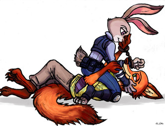 4_toes anthro barefoot bdsm bondage bottomwear bound bound_together brown_tail_tip caressing claws clothed clothing cobondage cuff_(restraint) dipstick_tail duo eye_contact feet female fur green_eyes grin handcuffs inner_ear_fluff iron_cuffs long_ears looking_at_another lying male markings metal_cuffs multicolored_tail necktie on_back pants pawpads pink_pawpads police police_uniform purple_eyes restraints shirt simple_background size_difference smile soles straddling tail tail_markings toe_claws toes topwear tuft uniform white_background wrist_cuffs thelivingshadow disney zootopia judy_hopps nick_wilde canid canine fox lagomorph leporid mammal rabbit red_fox true_fox 2017