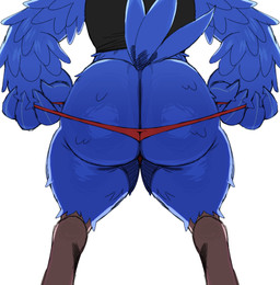 anthro big_butt butt butt_focus clothed clothed_anthro clothed_male clothing male male_anthro presenting presenting_hindquarters rear_view simple_background solo thick_thighs underwear white_background sssonic2 nintendo star_fox star_fox_(2026) falco_lombardi avaian avian bird 2026 digital_media_(artwork) hi_res