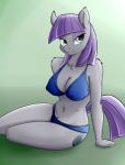2018 anthro biped bra breasts chest_tuft cleavage clothed clothing cutie_mark earth_pony equid equine eyelashes eyeshadow female friendship_is_magic fully_clothed fur green_background hair hasbro hi_res horse huckser inner_ear_fluff makeup mammal mascara maud_pie_(mlp) my_little_pony navel panties pony portrait purple_hair shadow simple_background sitting solo teal_eyes tuft underwear