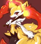 ambiguous_gender black_fur blush braixen canine fennec fire fluffy_tail fox fur looking_at_viewer mammal nintendo plain_background pokémon red_eyes red_fur red_nose solo stick tail_grab ushioppoi video_games warm_colors white_fur wood yellow_fur
Rating: Safe
Score: 6
User: Finchmaster
Date: January 13, 2014