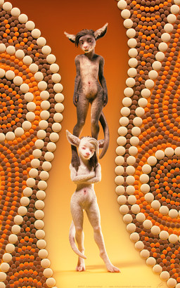 albino anthro claws digitigrade dreadlocks duo featureless_chest featureless_crotch female flat_chested fur looking_at_viewer nude photorealism pink_eyes pouch_(anatomy) realistic toe_claws white_body white_fur tchaikovsky2 alinga alkina kangaroo macropod mammal marsupial 2017 3d_(artwork) 5:8 digital_media_(artwork) hi_res
