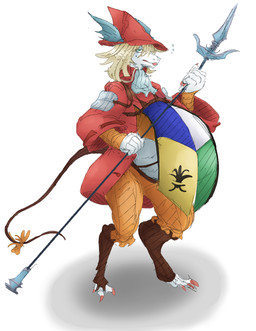 anthro belly blonde_hair clothing female hair hat headgear headwear melee_weapon overweight polearm red_clothing red_hat red_headwear simple_background solo spear weapon white_background grindaviking nightmarebros final_fantasy final_fantasy_ix square_enix freya_crescent burmecian mammal rodent 2023