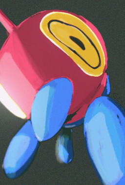 ambiguous_gender big_eyes close-up foreshortening looking_at_viewer not_furry simple_background solo yellow_eyes geta_(artist) nintendo pokemon digital_creature generation_4_pokemon pokemon_(species) porygon-z film_grain hi_res