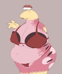 anthro anthrofied areola areola_slip big_areola big_breasts big_nipples bra breasts clothing eyelashes eyestalks fangs female grub-dog_(pikmin) huge_breasts lipstick looking_at_viewer makeup nipple_outline nipples overweight overweight_female panties pink_body solo teeth underwear yellow_body oshyfriend nintendo pikmin beast_(pikmin) bulborb_(pikmin) empress_bulblax colored hi_res