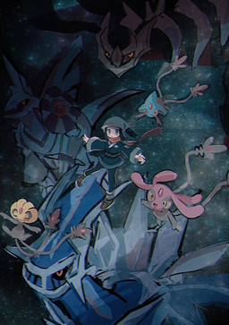 ambiguous_gender anthro black_hair blue_body blue_eyes clothing cosmic_background eyes_closed featureless_crotch female feral footwear forehead_gem gem grey_body group hair open_mouth red_eyes scarf shoes tongue yellow_eyes 1south3927 nintendo pokemon pokemon_legends_arceus akari_(pokemon) azelf generation_4_pokemon generation_8_pokemon giratina human legendary_pokemon mammal mesprit origin_forme_dialga origin_forme_giratina origin_forme_palkia pokemon_(species) uxie 2022 hi_res