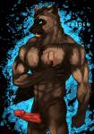 abs anthro athletic balls beard biceps biped blue_eyes brown_body brown_fur brown_hair darkened_balls darkened_genitalia ear_piercing erection facial_hair fangs fur genitals goatee hair humanoid_genitalia humanoid_penis male muscular muscular_anthro nipples nude nude_anthro nude_male pecs penis piercing scar solo standing teeth epic_soul kaiden_(epic_soul) hyena mammal spotted_hyena 2015