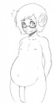 belly big_belly big_penis blush eyewear flaccid foreskin genitals glasses horn male penis pregnant pregnant_male solo octoboy animal_humanoid bovid bovid_humanoid caprine caprine_humanoid humanoid mammal mammal_humanoid sheep_humanoid monochrome