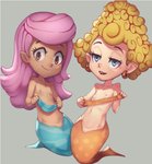 blonde_hair blue_eyes breasts duo ear_piercing female genitals hair loli nipples nude piercing pink_hair pussy small_breasts split_form young young_female young_humanoid conoghi bubble_guppies deema molly_(bubble_guppies) humanoid marine merfolk 2020