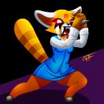 1:1 action_pose aggretsuko ailurid alpha_channel anthro bottomwear clothing female gf mammal open_mouth pencil_skirt pose red_glow red_panda retsuko sanrio sharp_teeth simple_background skirt solo teeth transparent_background