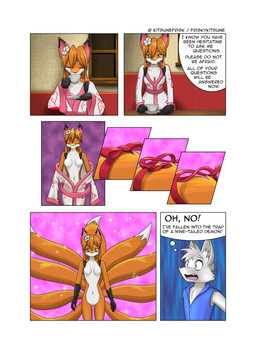 anthro beverage clothing dialogue duo female male male/female nude tea text undressing young friskykitsune canid canine fox mammal comic english_text hi_res