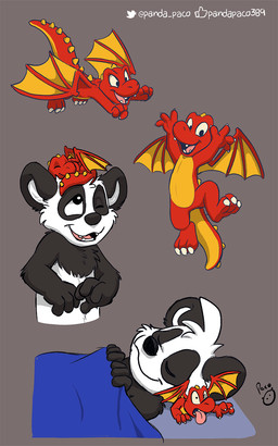 anthro bedding black_body black_fur blanket carrying_another duo fur glistening glistening_eyes grey_background logo lying male membrane_(anatomy) membranous_wings nude on_back on_head one_eye_closed open_mouth open_smile playful red_body simple_background sleeping smile white_body white_fur wings yellow_body young young_anthro young_male pandapaco mythology parinton bear dragon giant_panda mammal mythological_creature mythological_scalie scalie 5:8 artist_logo hi_res signature