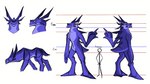 ambiguous_gender antennae_(anatomy) anthro big_fingers big_hands blue_eyes feral gesture hand_gesture horn middle_finger purple_body size_difference stick_figure novaconis sabre_(novaconis) kylthe_(novaconis) 16:9 4k absurd_res concept_art hi_res model_sheet widescreen