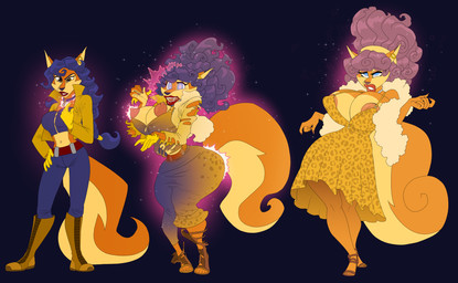 anthro big_breasts blue_eyes breasts clothing collar curvy_figure dress ear_piercing ear_ring female housewife jewelry leopard_spots magic necklace nipples piercing ring_piercing solo sparkles spiral spots stepfordization transformation transformation_sequence voluptuous atcpony sly_cooper_(series) sony_corporation sony_interactive_entertainment sucker_punch_productions carmelita_fox canid canine fox mammal eyes hi_res