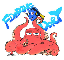 blue_body blue_eyes duo female feral fish_tail looking_at_viewer male male/female purple_eyes red_body red_tentacles simple_background tail tentacles text white_background yellow_fin yellow_tail borscht78 disney finding_dory finding_nemo pixar dory_(finding_nemo) hank_(finding_dory) acanthurid aquatic fish giant_pacific_octopus regal_tang 2026 english_text hi_res
