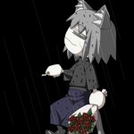 cigarette clothed clothing crossdressing eyes_closed flower grey_hair hair holding_cigarette holding_object inner_ear_fluff male plant raining rose_(flower) scar short_hair side_view solo tuft wet wet_clothing wet_hair takashi_takeuchi melty_blood tsukihime type-moon neco-arc neco-arc_chaos animal_humanoid cat_humanoid felid felid_humanoid feline feline_humanoid humanoid mammal mammal_humanoid neco_spirit 1:1 alpha_channel official_art