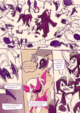 ambiguous_gender angry bell_ear_ring claws confuse dialogue ear_piercing fangs group hair half-closed_eyes narrowed_eyes open_mouth piercing ring_piercing simple_background speech_bubble standing storytelling tail teeth text thoughts unconscious grimart mythology nintendo pokemon anax_(grimart) prometheus_(grimart) absol ape bear bisharp dragon generation_3_pokemon generation_5_pokemon generation_6_pokemon generation_7_pokemon generation_8_pokemon haplorhine haxorus humanoid mammal morgrem mythological_creature mythological_scalie oranguru pangoro pokemon_(species) primate scalie shedinja shiny_pokemon comic digital_media_(artwork) english_text