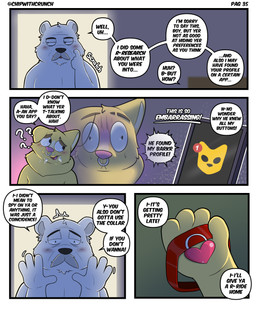 after_orgasm after_sex age_difference anthro blush bodily_fluids border cellphone_app collar cum cum_on_body cum_on_face daddy_kink dialogue dominant dominant_anthro dominant_male duo facial_hair facial_piercing fur genital_fluids larger_dom looking_at_another male male/male mature_anthro mature_male multicolored_body multicolored_fur mustache nose_piercing nose_ring nude older_male overweight overweight_anthro overweight_male pecs piercing ring_piercing septum_piercing septum_ring shy size_difference speech_bubble student talking_to_another teacher teacher_and_student text white_body white_border white_fur yellow_body yellow_fur younger_male crunchychip mr_arthur_(crunchychip) zach_(crunchychip) bear canid canine canis domestic_dog mammal polar_bear shiba_inu spitz ursine absurd_res comic hi_res