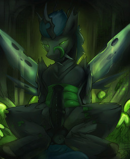 animal_genitalia animal_penis balls bedroom_eyes big_balls big_penis black_balls black_body black_penis blue_mane detailed_background ears_up egg equine_genitalia equine_penis equine_tail fangs feral genitals green_body green_eyes green_sclera green_tongue half-closed_eyes hive hole_(anatomy) hooves horn horse_tail insect_wings licking licking_lips licking_own_lips long_tongue looking_at_viewer male mane medial_ring multicolored_body narrowed_eyes no_pupils on_ground penis seductive sitting sitting_on_ground solo spread_wings teeth tongue tongue_out two_tone_body unguligrade wings beardie_(artist) friendship_is_magic hasbro my_little_pony fan_character t'zzet_(testostepone) changeling_(mlp) 2026 hi_res