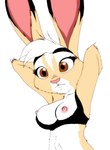 anthro areola bra brown_eyes clothing female fur nipples shelf_bra solo tan_body tan_fur underwear white_body white_fur grummancat disney zootopia jackie_hopps_(grummancat) lagomorph leporid mammal rabbit hi_res